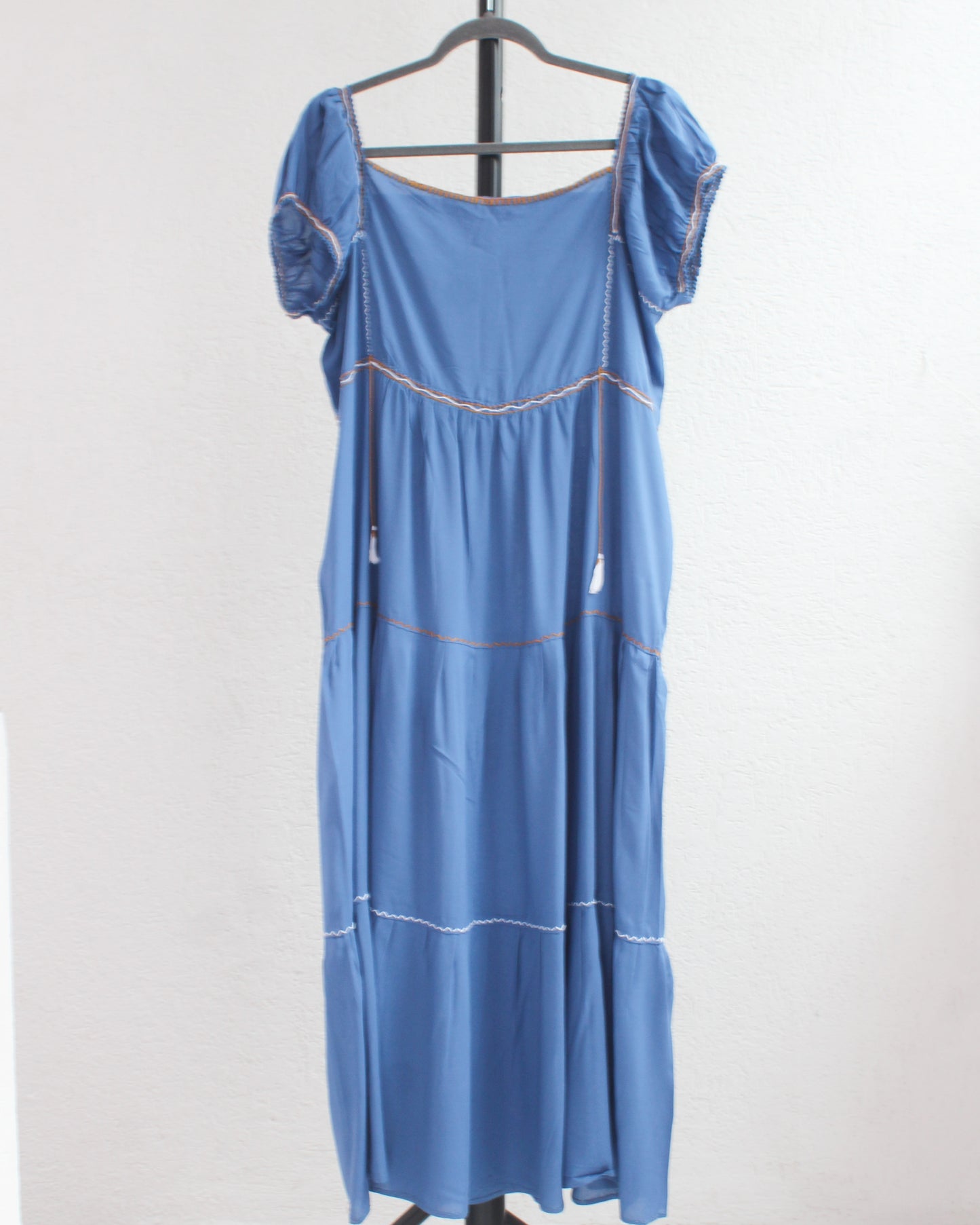 Vestido Gloria Azul Blanco Amarillo M -L