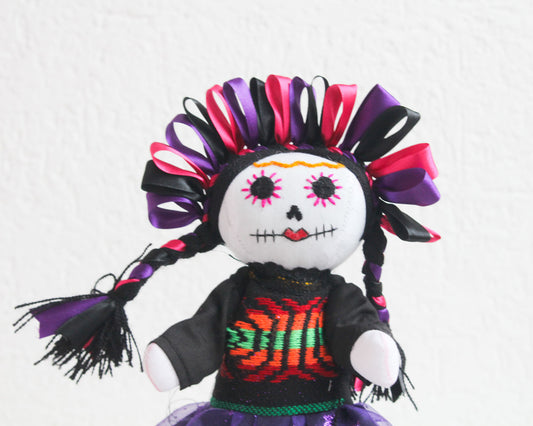 Muñeca Lelé Catrina Morado Rosa Negro