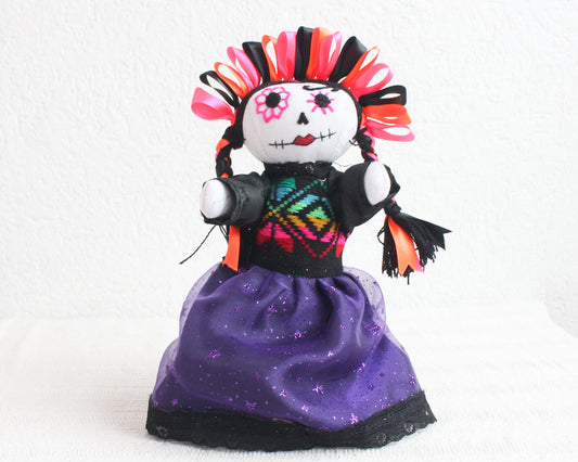 Muñeca Lelé Catrina Rosa Naranja Negro