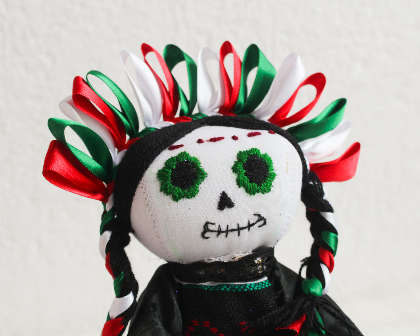 Muñeca Lelé Catrina Verde Blanco y Rojo