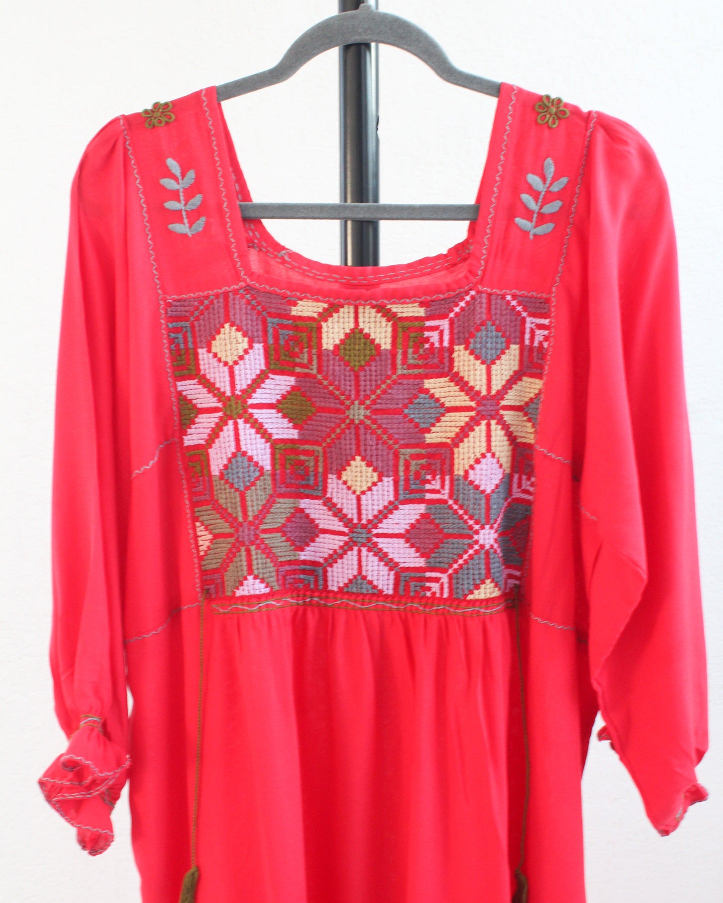 Vestido Julia Flores Rojo Manga 3/4 L / XL