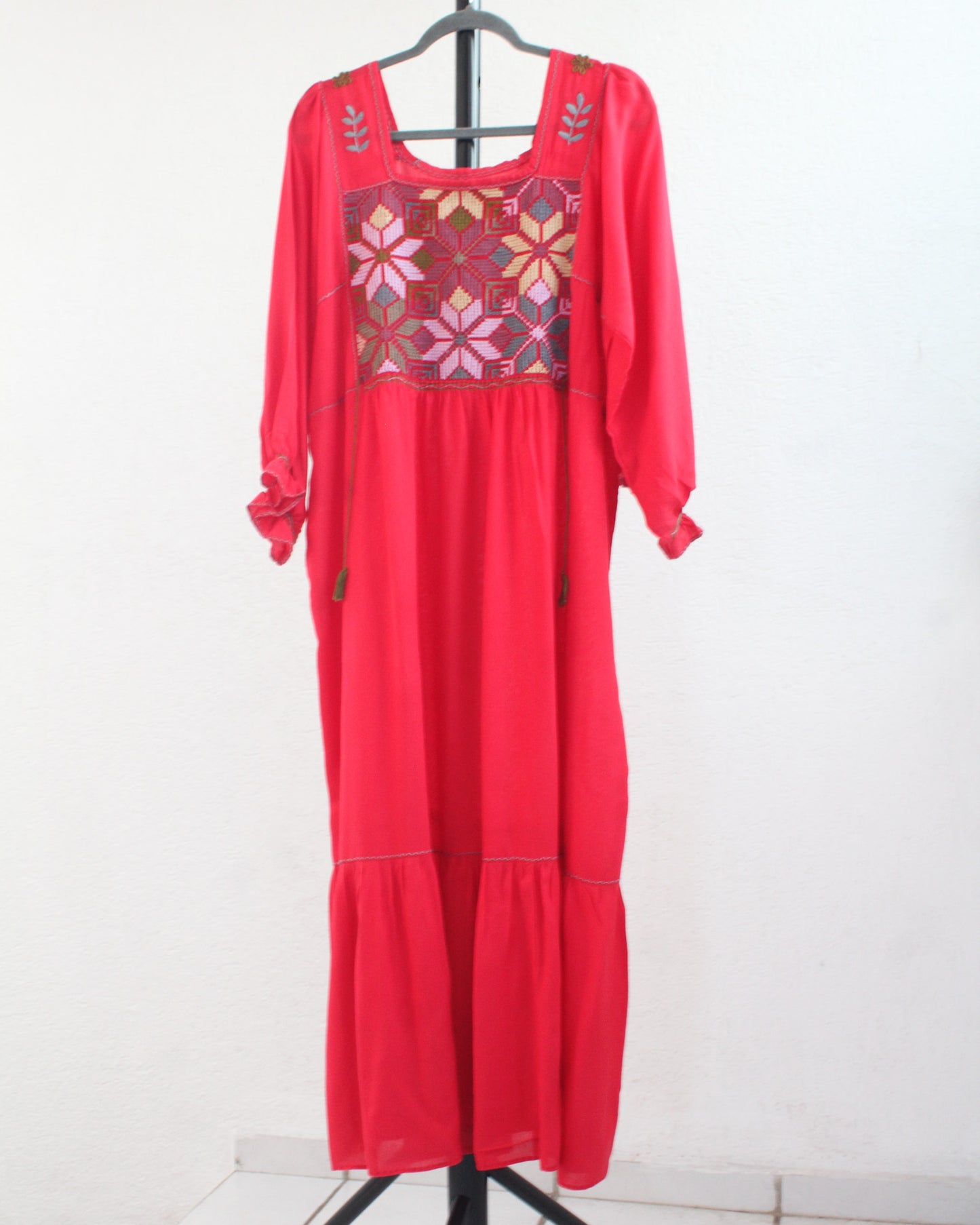 Vestido Julia Flores Manga XL /XXL Rojo