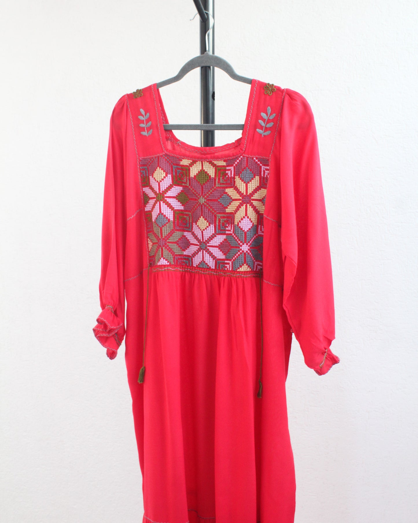 Vestido Julia Flores Rojo Manga 3/4 L / XL