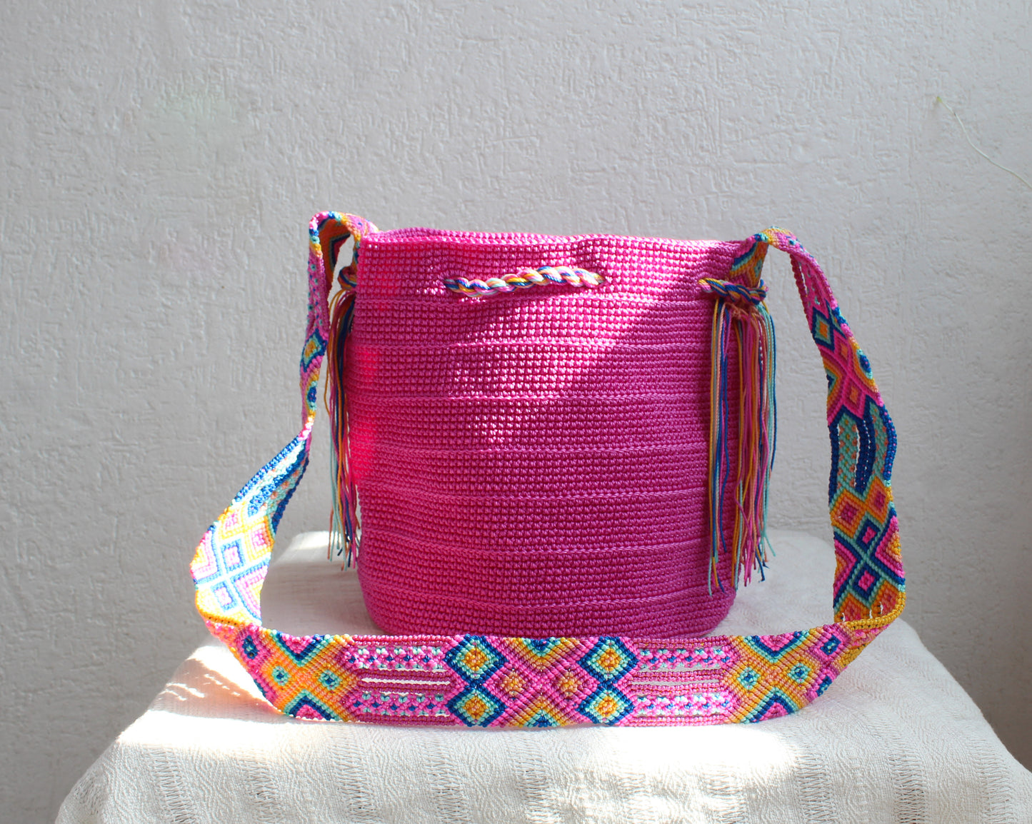 Bolso Morral Rosa Azul Amarillo