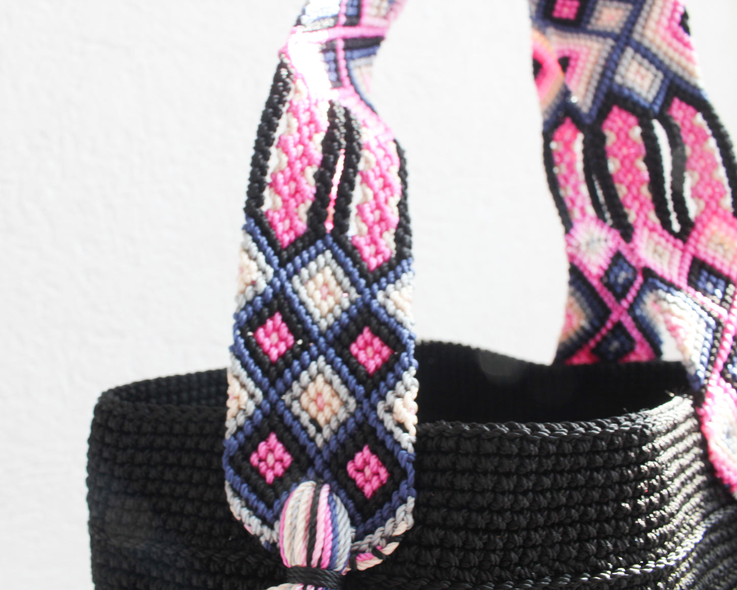 Bolso de mano Negro Rosa Gris