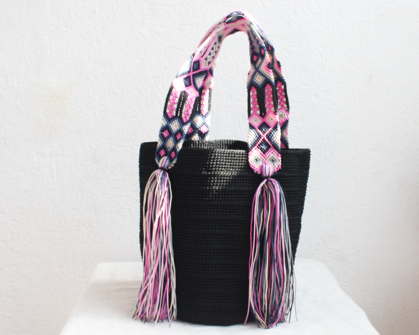 Bolso de mano Negro Rosa Gris