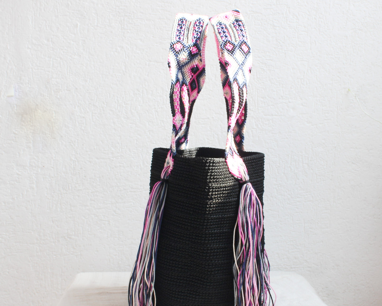 Bolso de mano Negro Rosa Gris