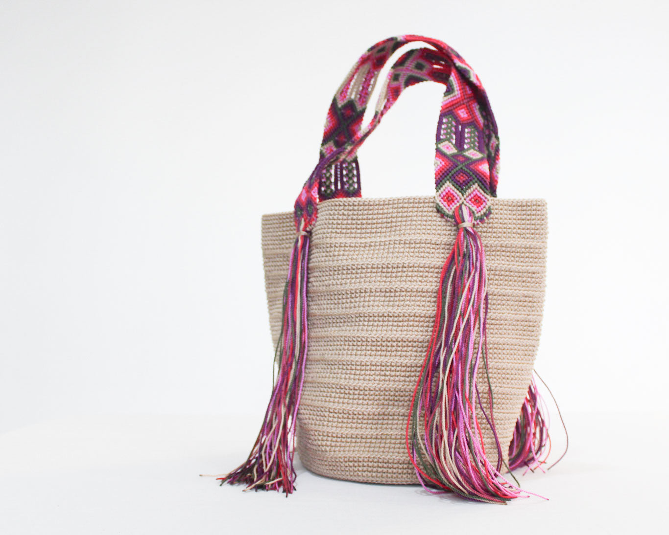 Bolso de mano Beige Rosa Morado