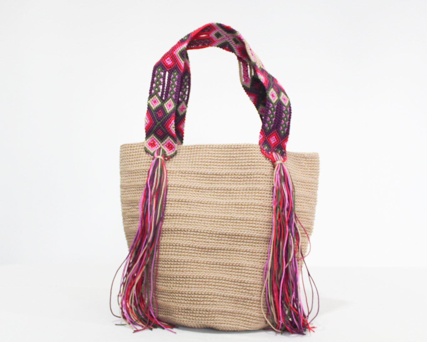 Bolso de mano Beige Rosa Morado