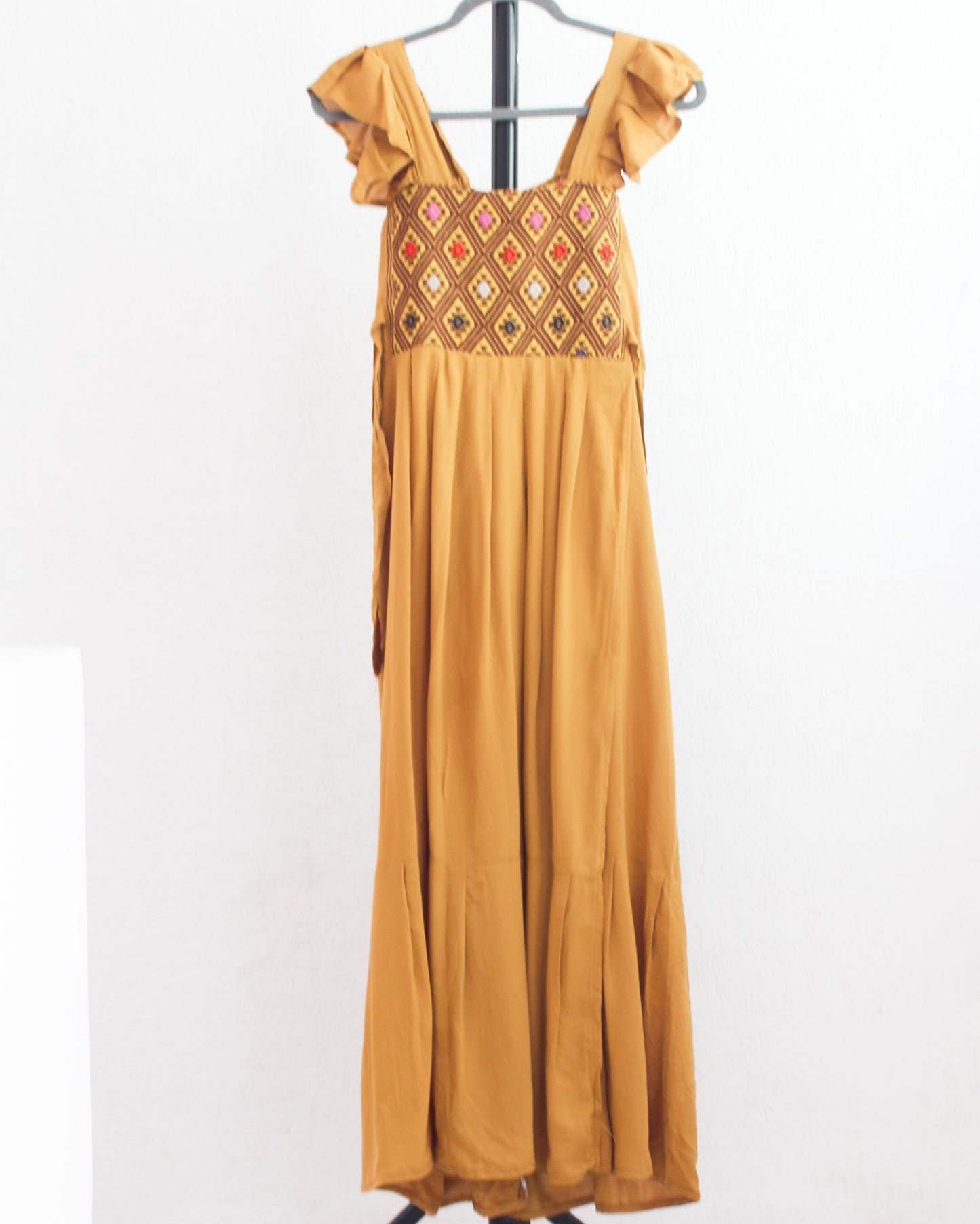 Vestido Anita Telar Mostaza Estrellas