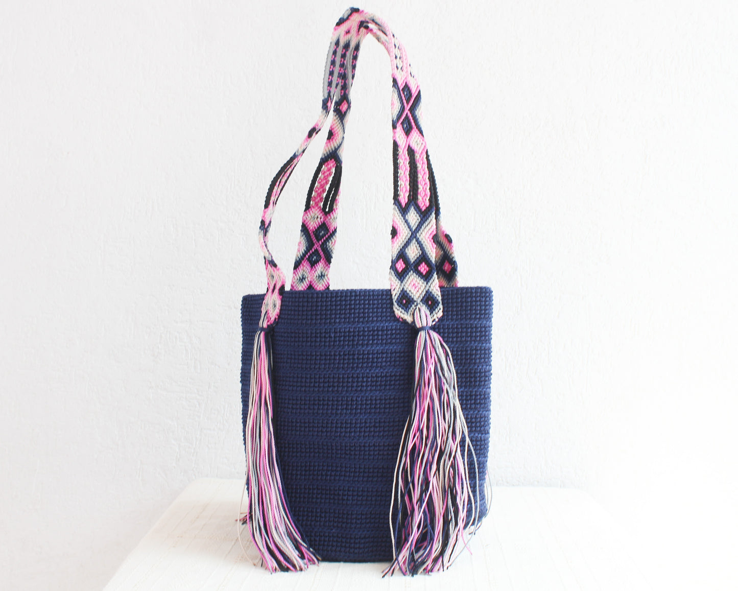 Bolso de mano Azul Marino Rosa Gris