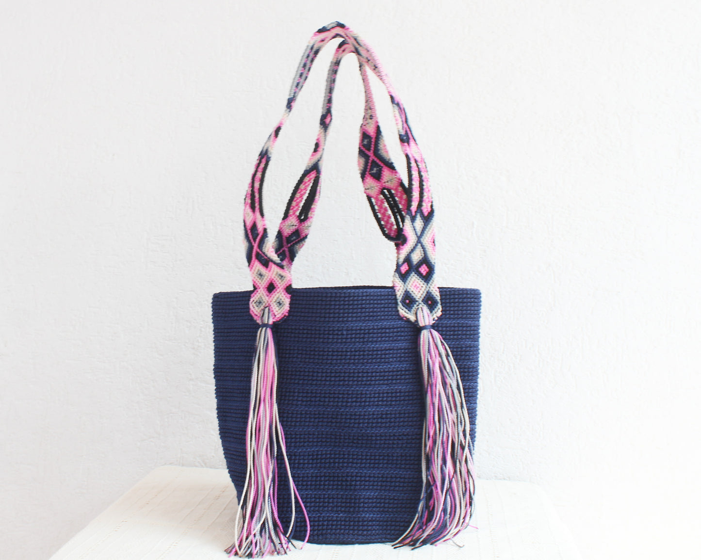 Bolso de mano Azul Marino Rosa Gris