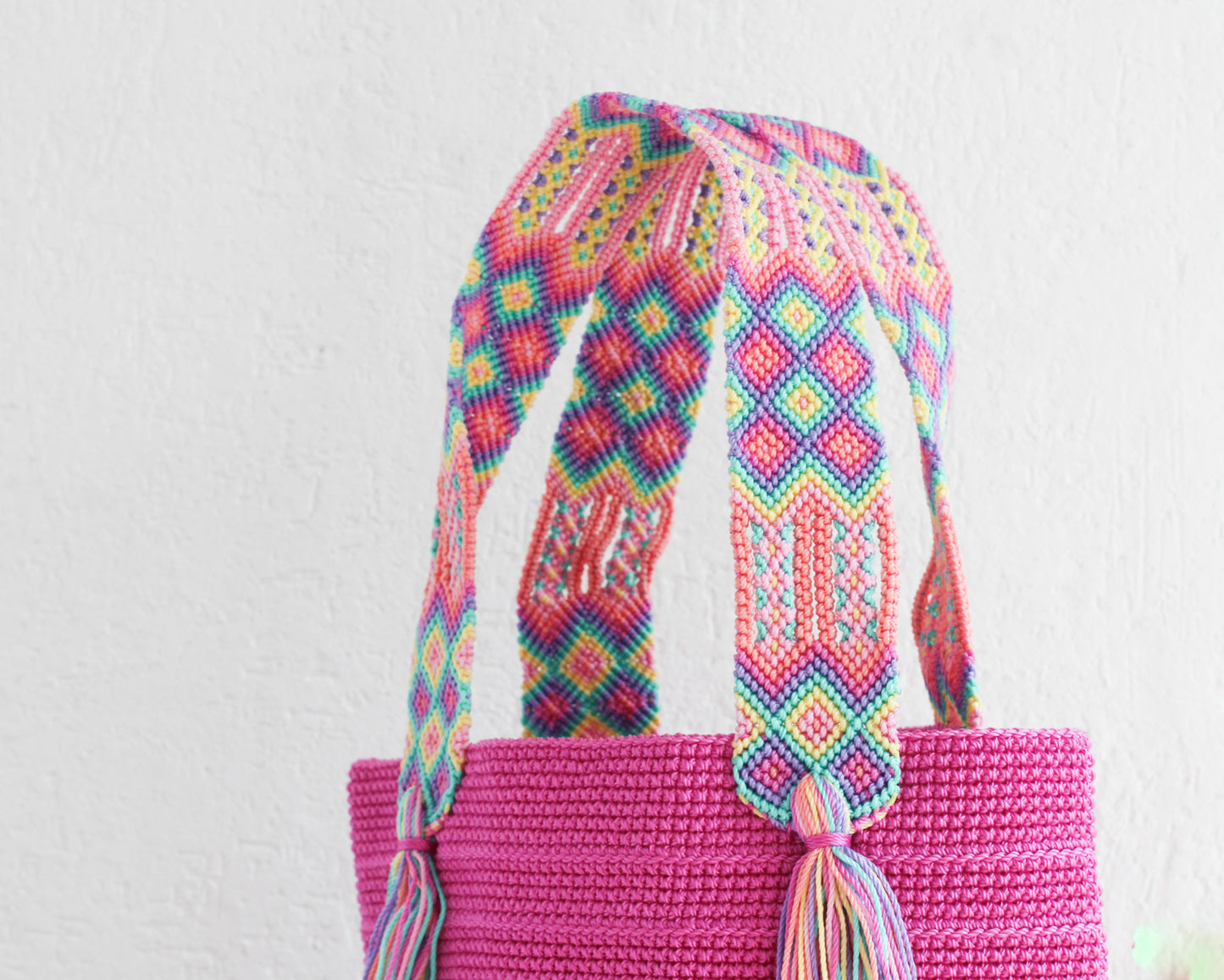 Bolso de mano Rosa Salmon Lila Amarillo