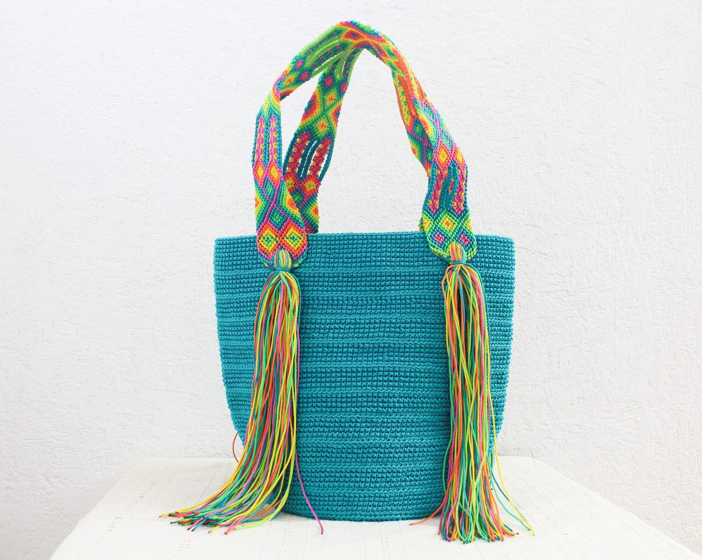 Bolso de mano Turquesa Amarillo V