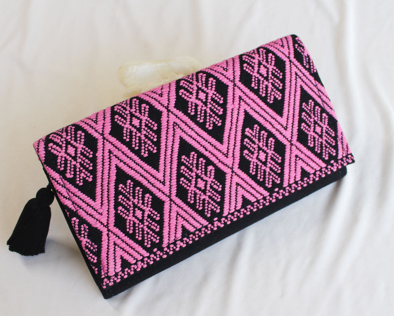 Cartera Grande Flores Rosa Negro