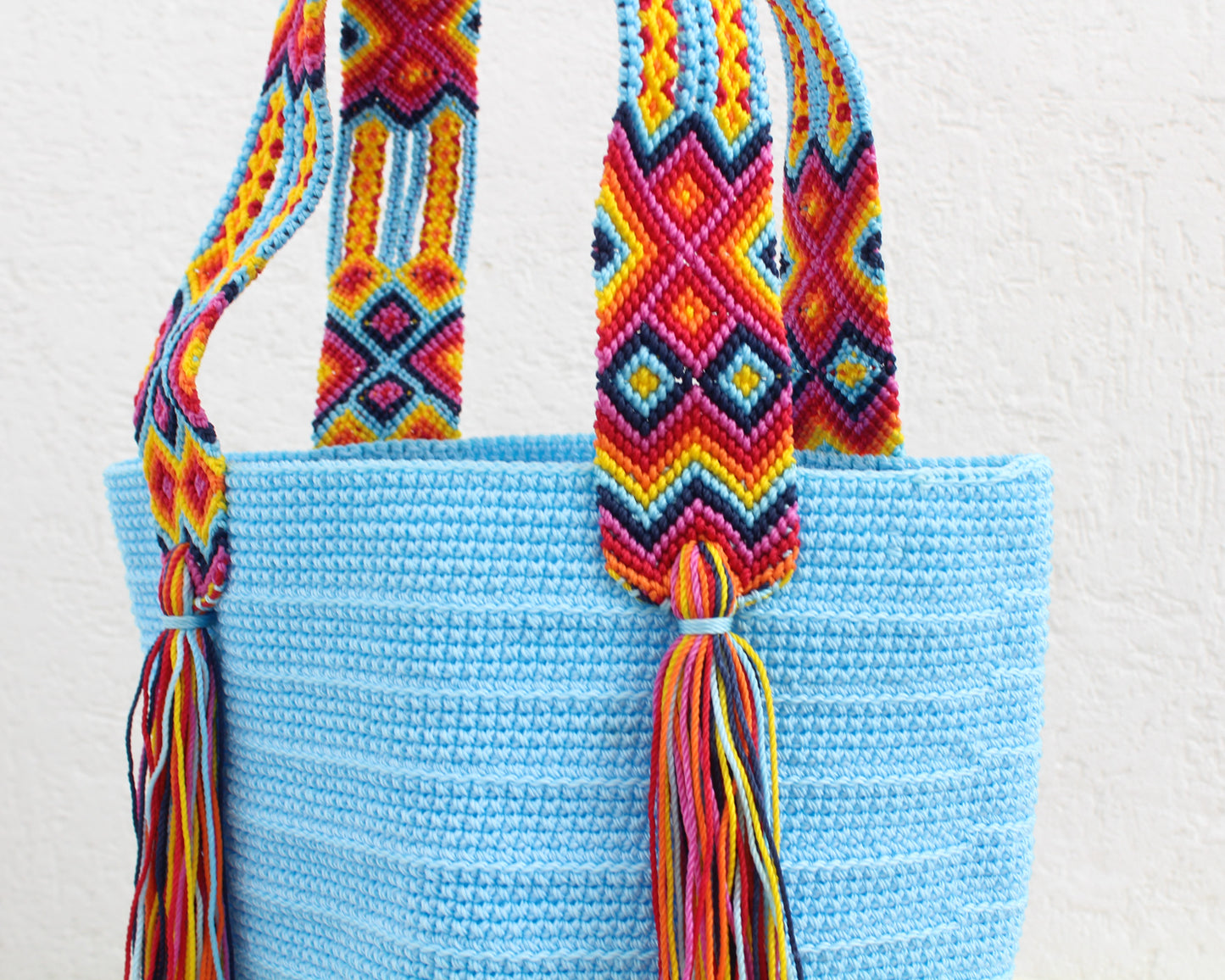 Bolso de mano Azul Claro Rojo
