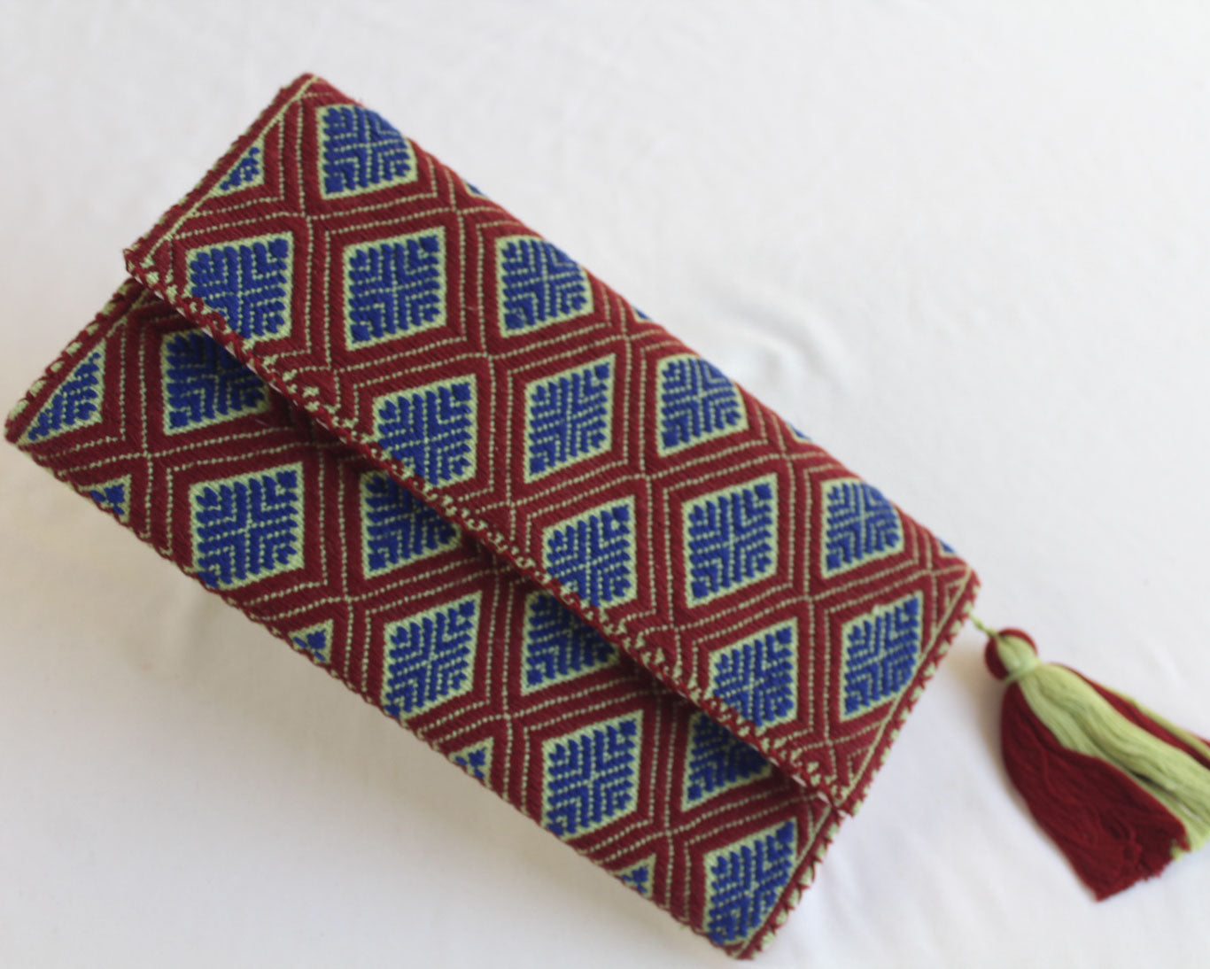 Cartera Grande Flores Azul Vino