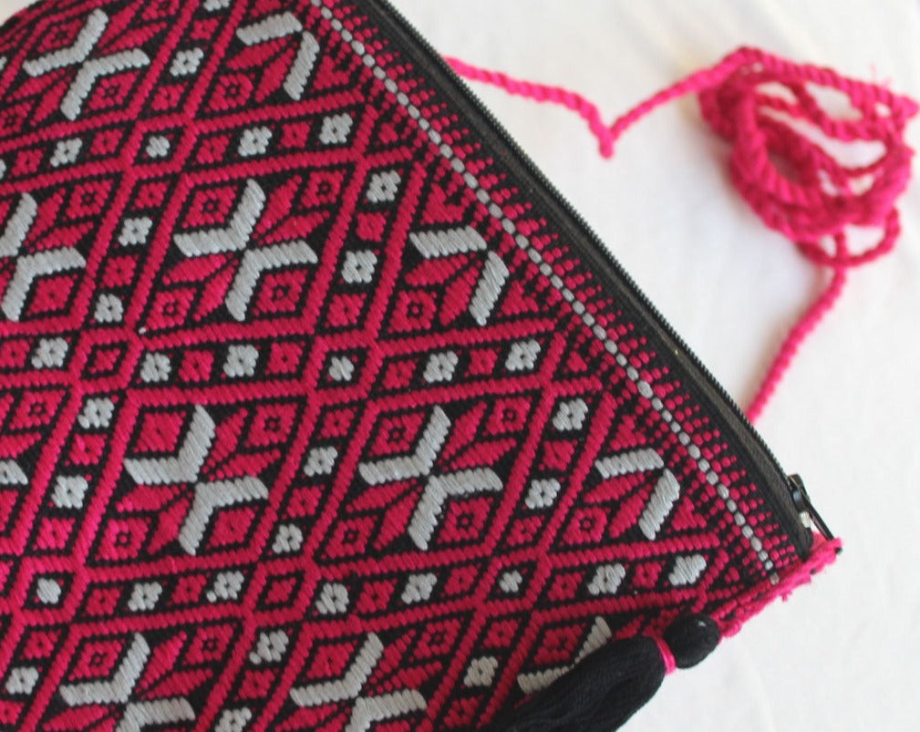 Bolso Telar Estrellas Rosa y Gris