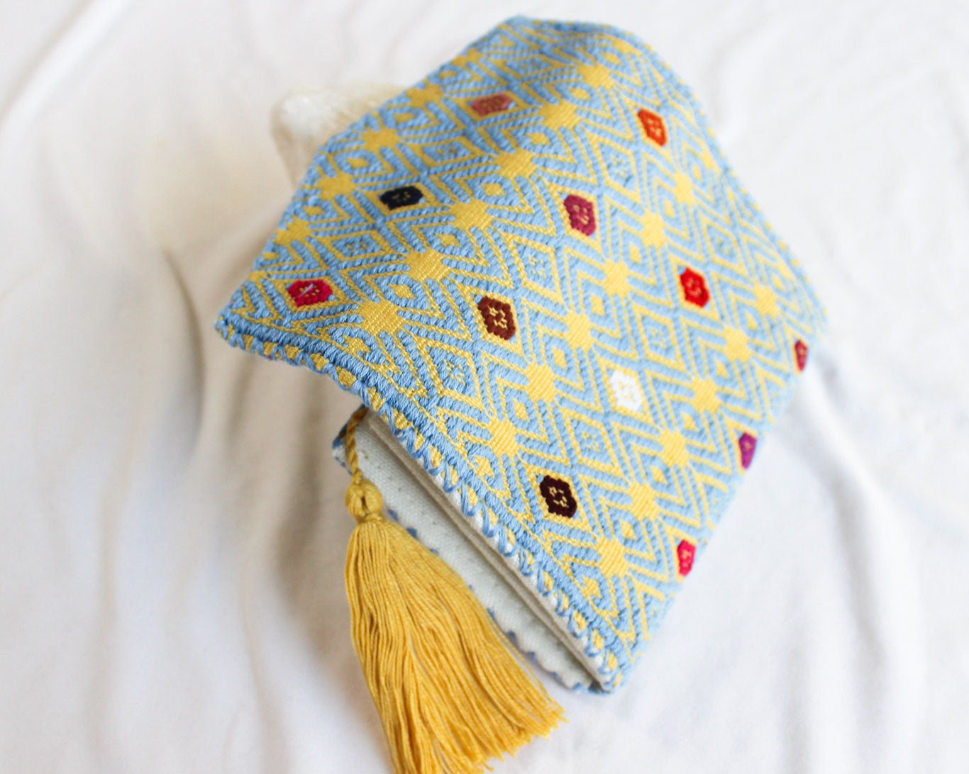 Cartera Flores Azul Claro Amarillo