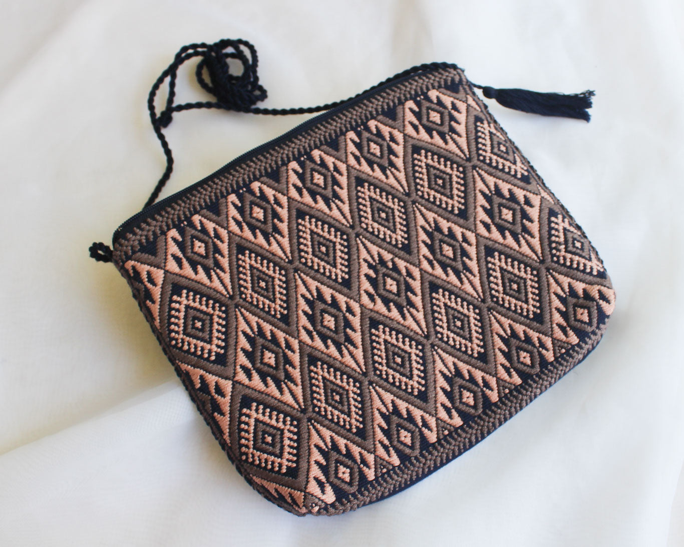 Bolso Telar Estrellas Coral Azul Marino