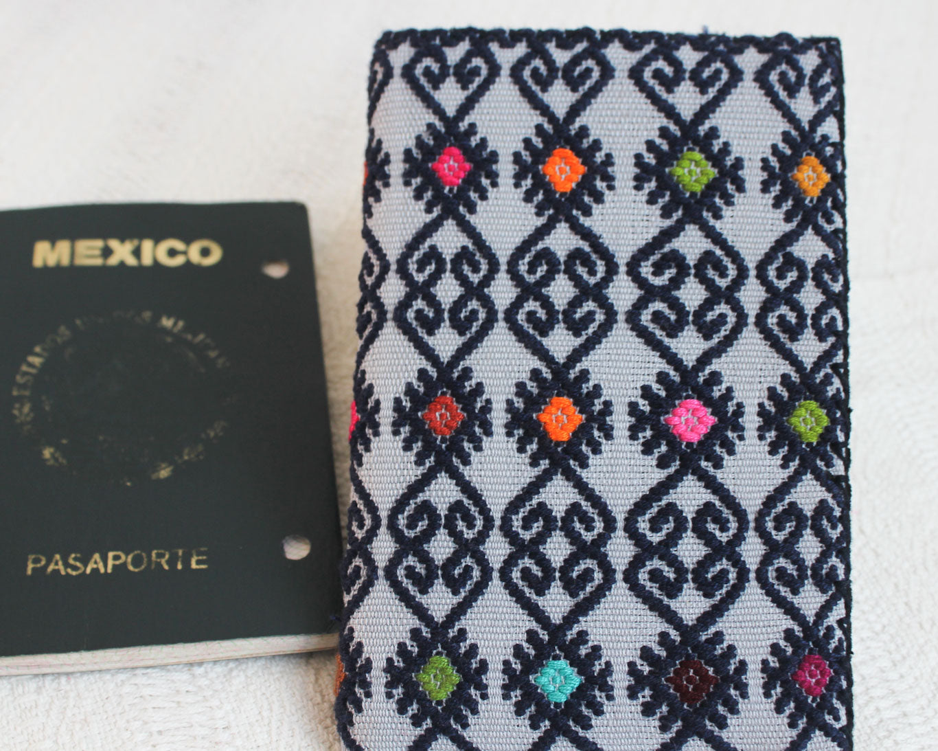 Porta Pasaporte Mariposas Azul Gris