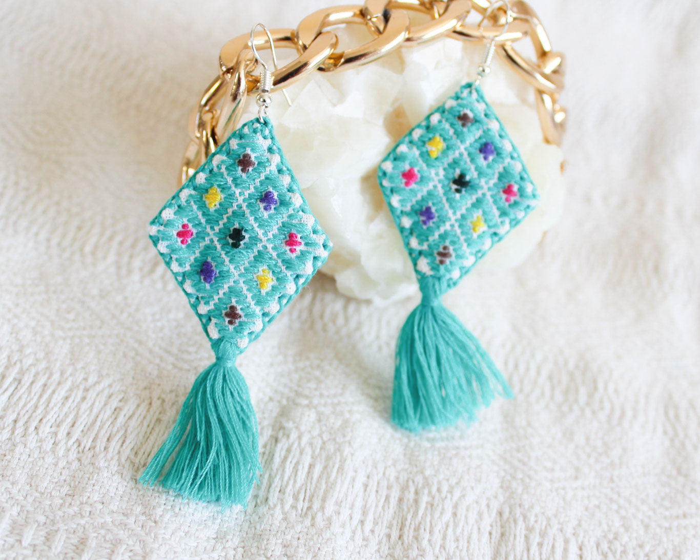 Aretes Cosmos Rombos Turquesa