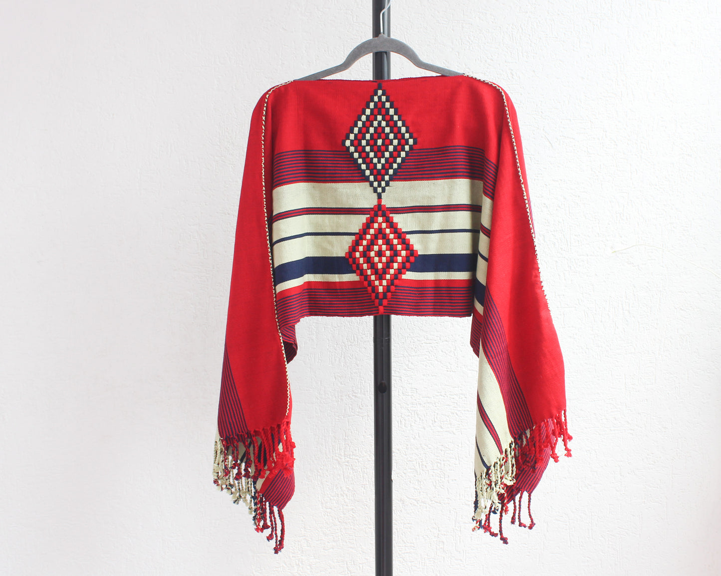Jorongo Rombos Rojo Beige