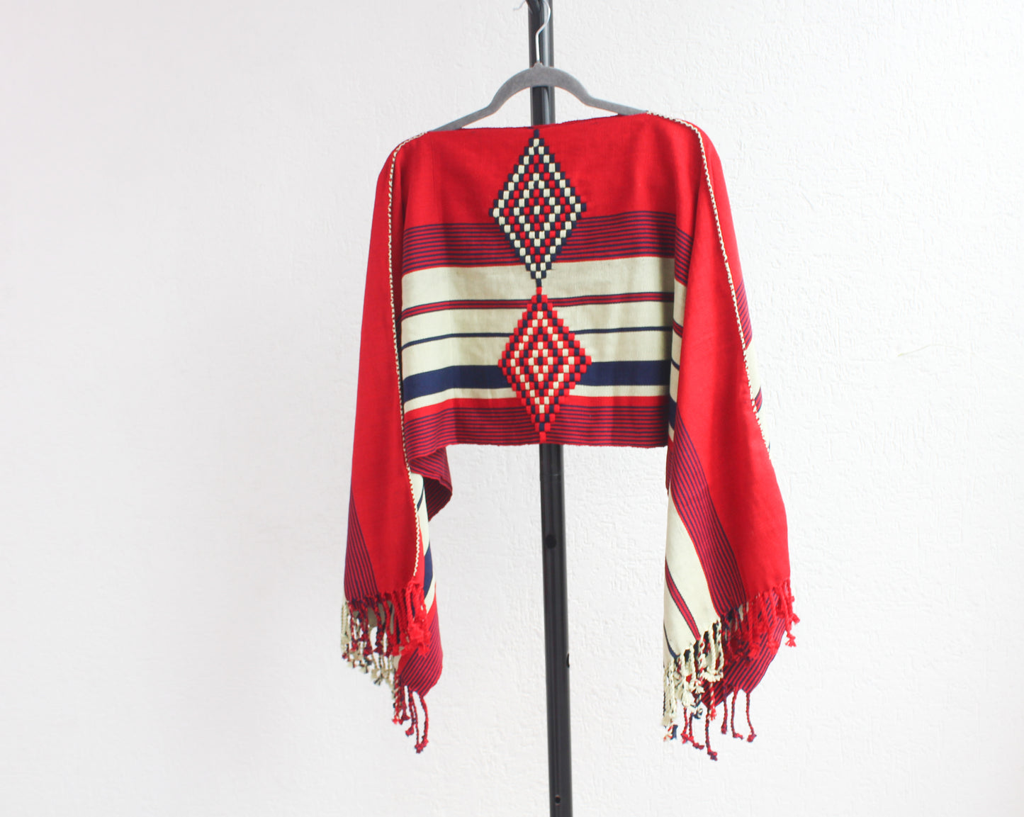 Jorongo Rombos Rojo Beige