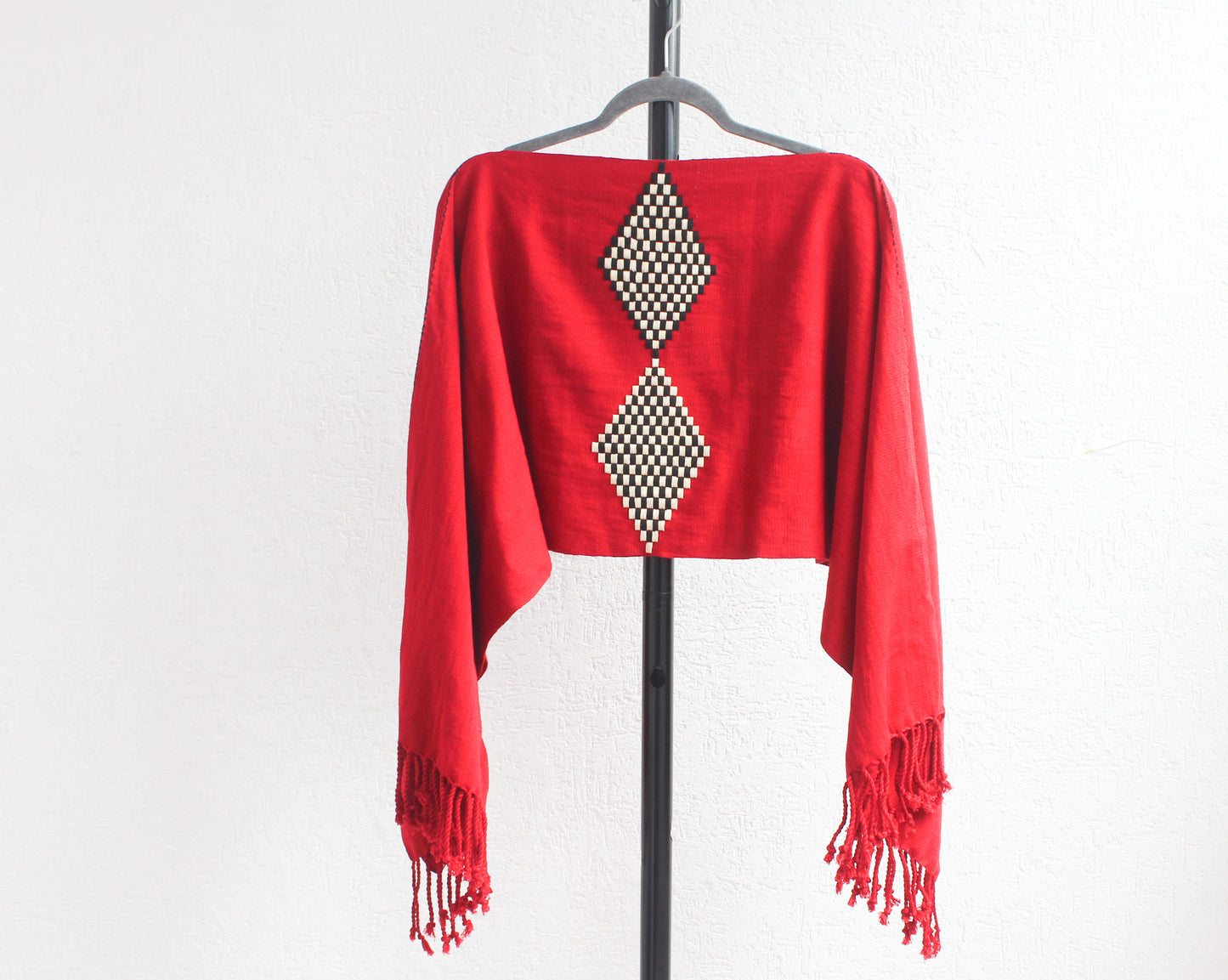 Jorongo Rombos Rojo Beige Negro