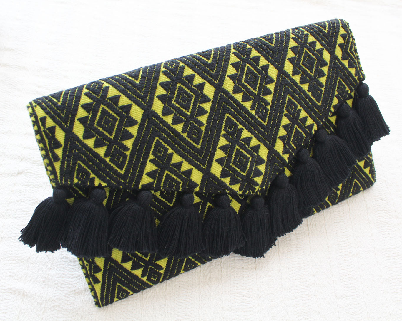Clutch Artesanal Estrellas Diamante Verde L