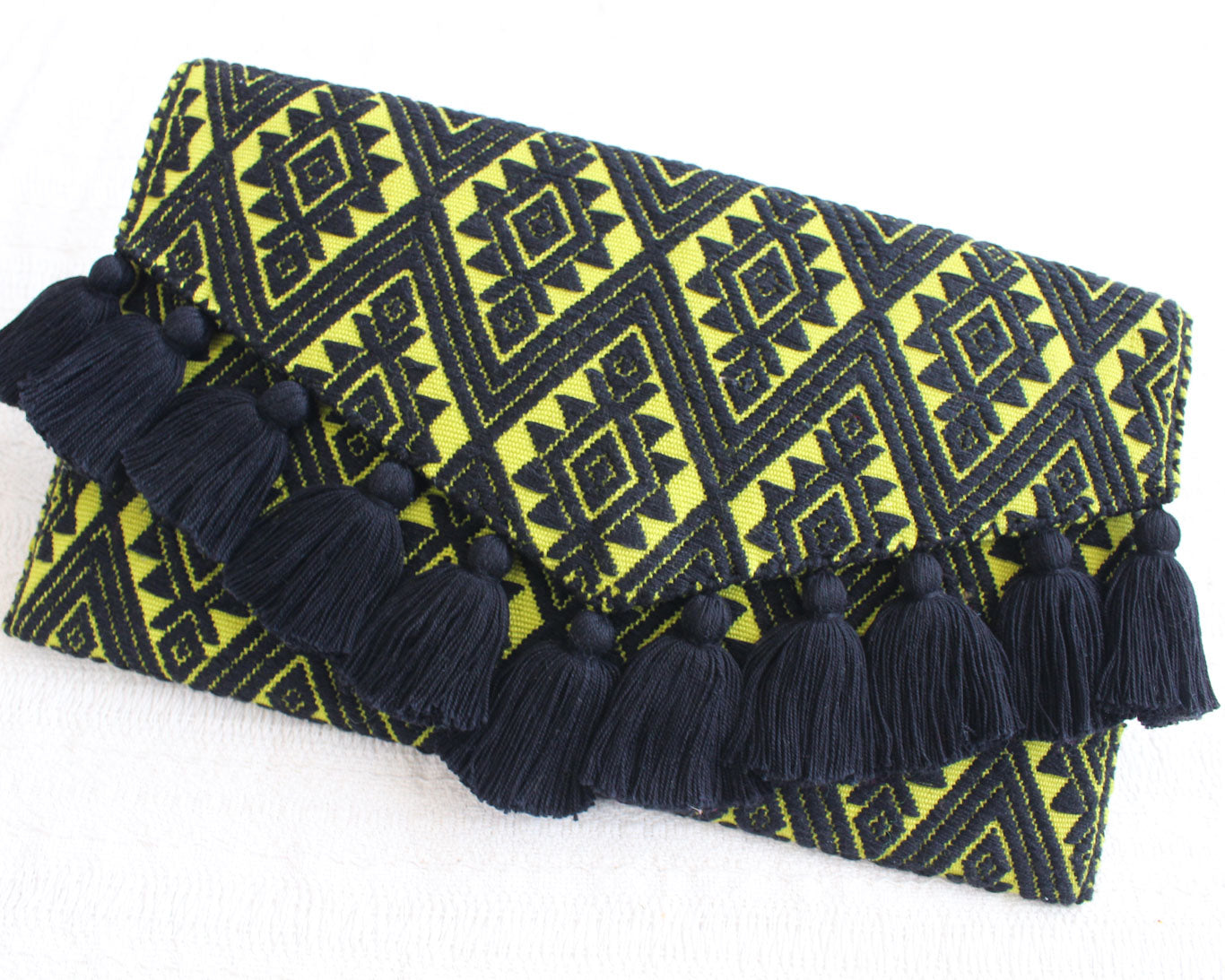 Clutch Artesanal Estrellas Diamante Verde L