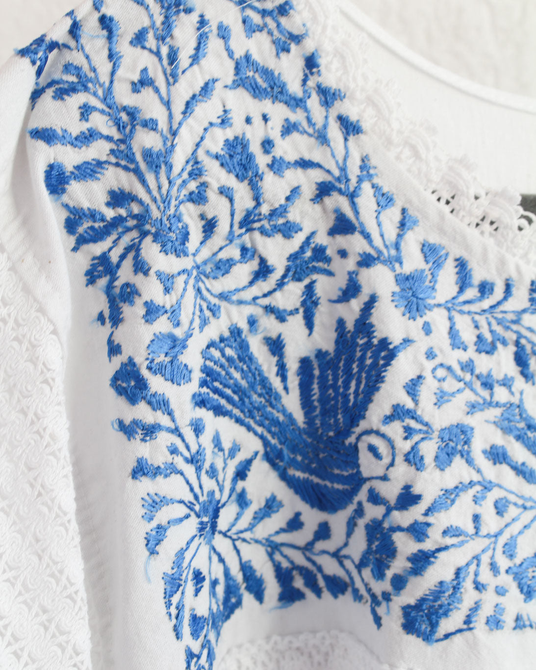 Vestido Lety XXXL - 4 XL Blanco Pajaritos Azul Rey