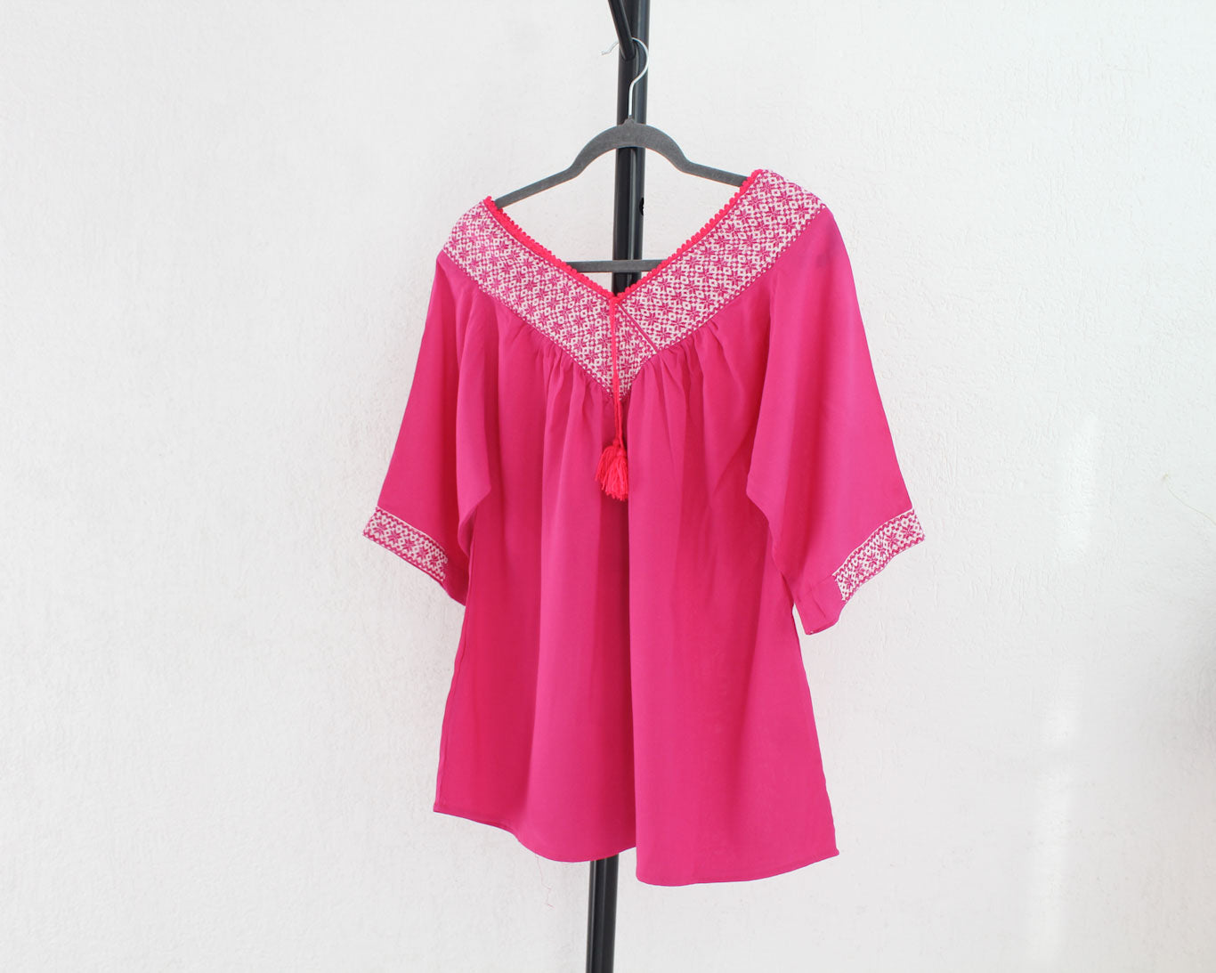Blusa Cuello V Rosa Mexicano Estrellitas