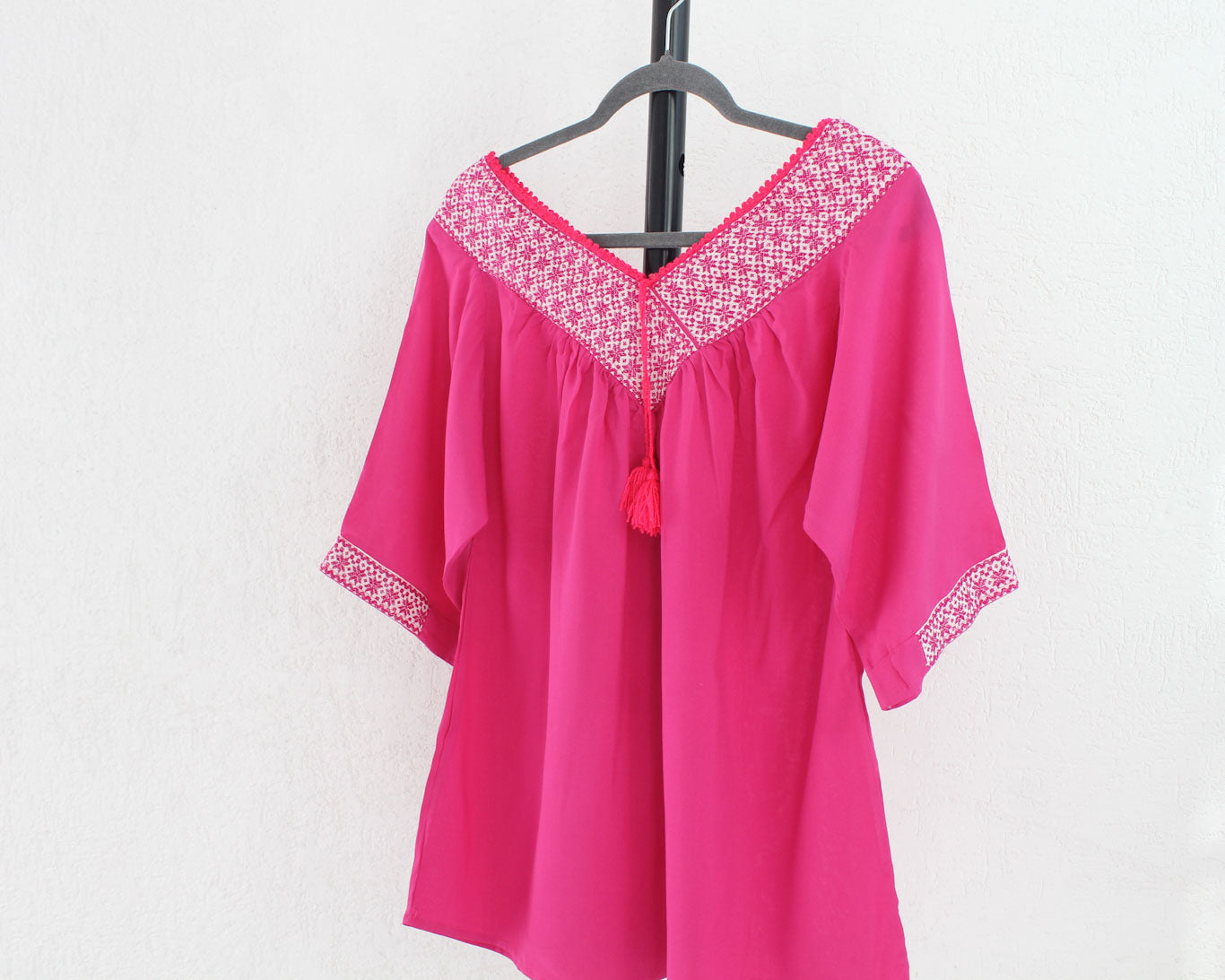 Blusa Cuello V Rosa Mexicano Estrellitas