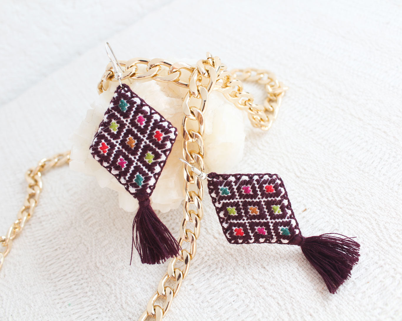 Aretes Cosmos Rombos Uva Colores