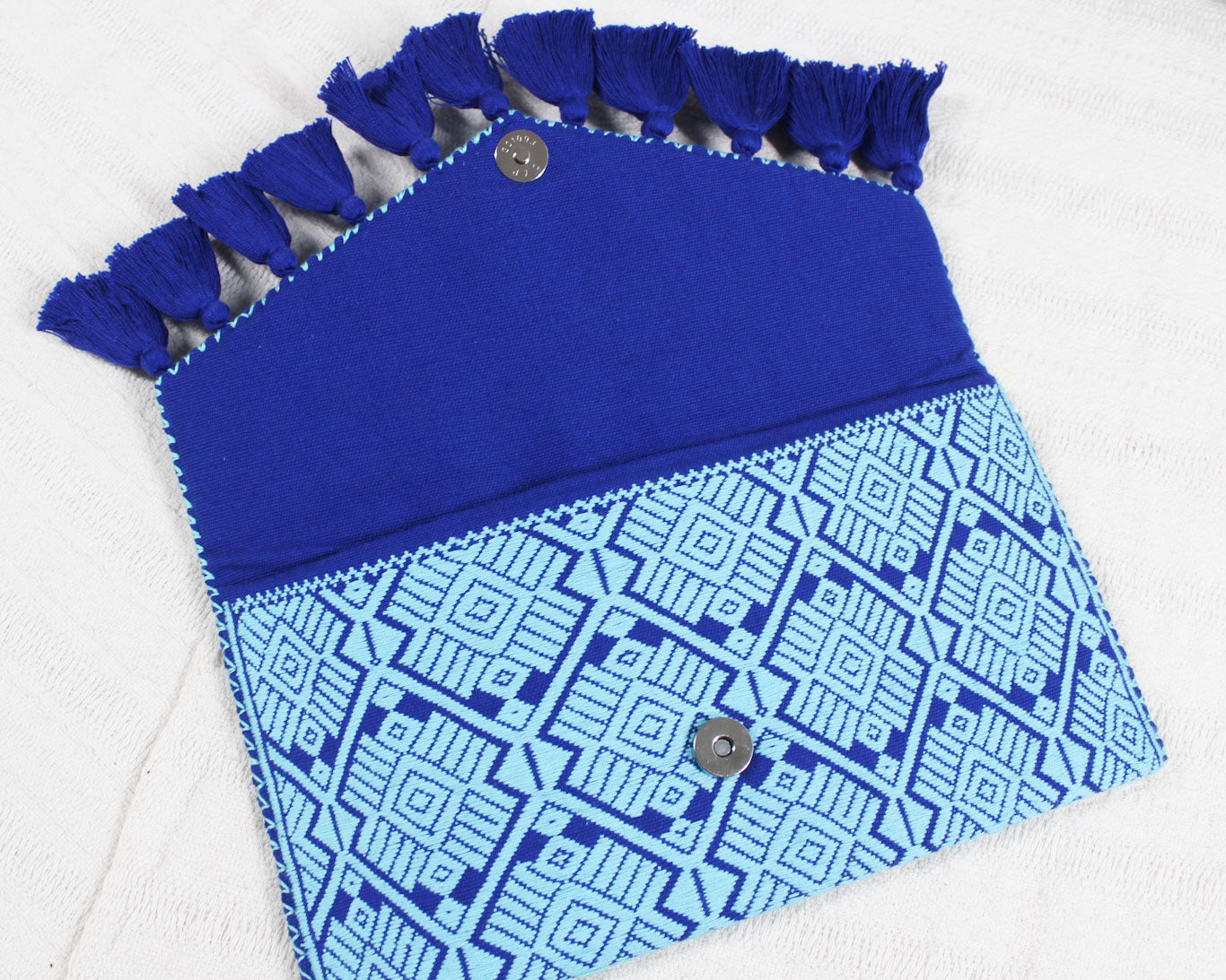Clutch Artesanal Estrellas Azul Rey