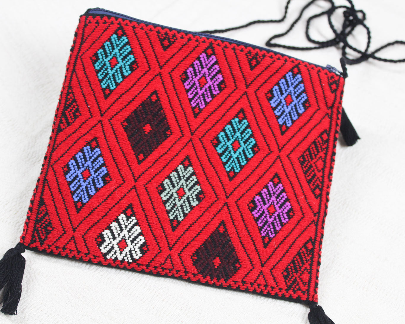 Bolso Telar Estrellas Colores Rojo