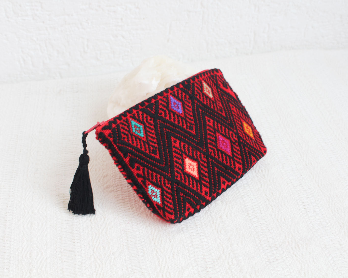 Monedero Estrellitas Colores Negro Rojo