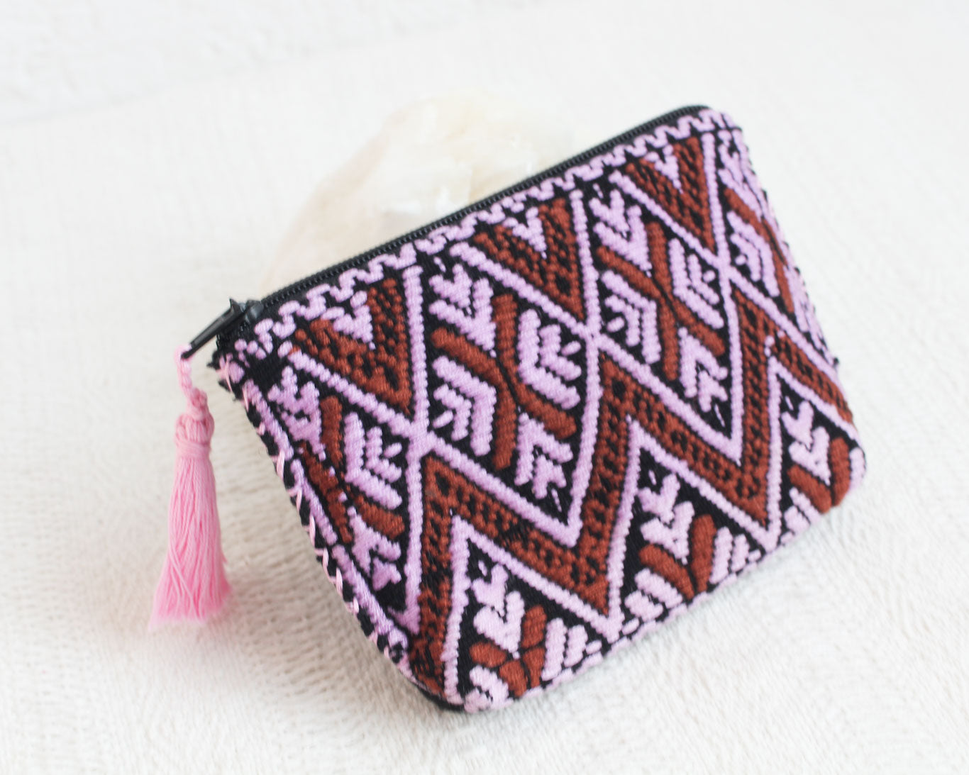 Monedero Flores Rosa Café Negro