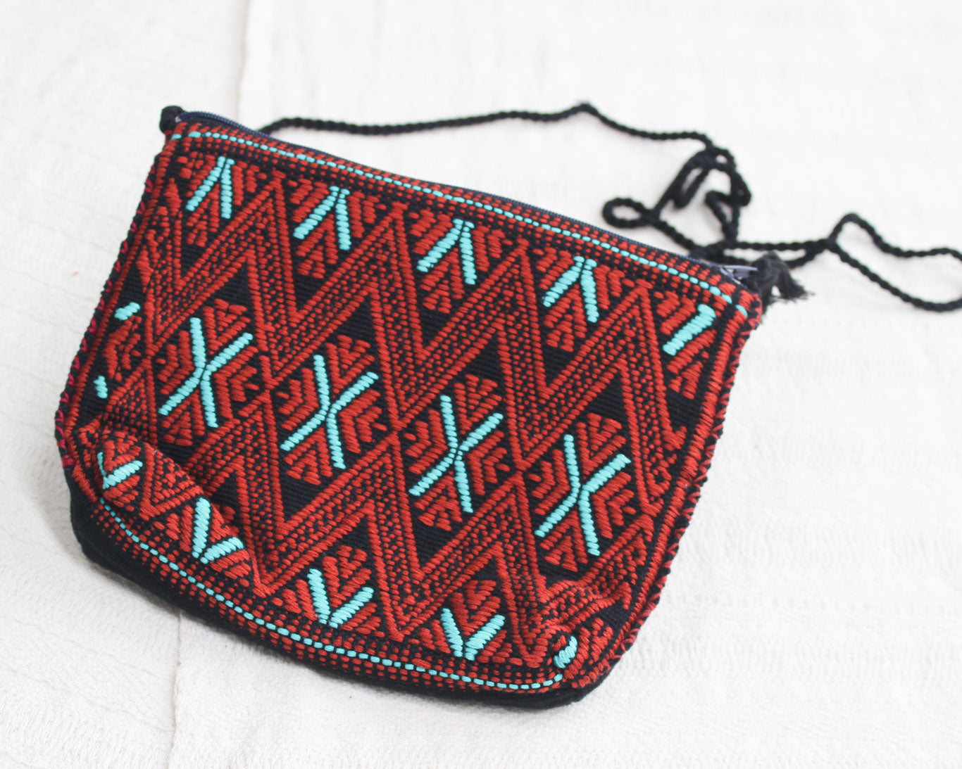Bolso Telar Flores Terracota Turquesa