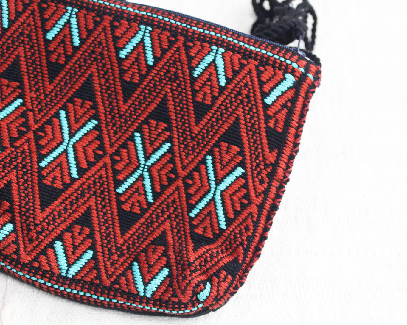 Bolso Telar Flores Terracota Turquesa