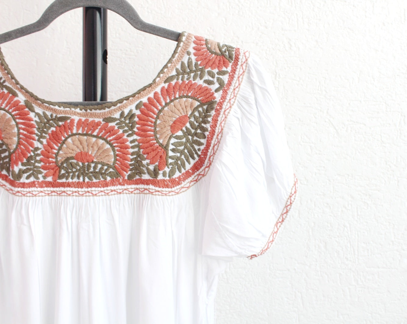 Blusa Aguacatenango Blanco Naranja Verde Olivo
