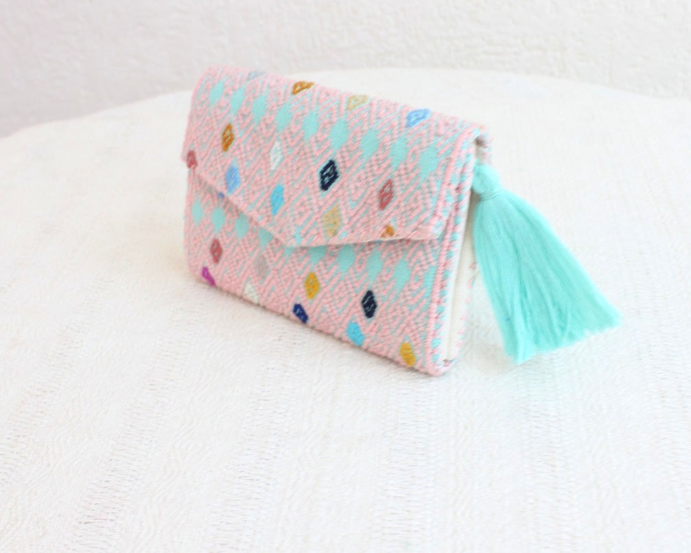 Cartera Flores Azul Rosa