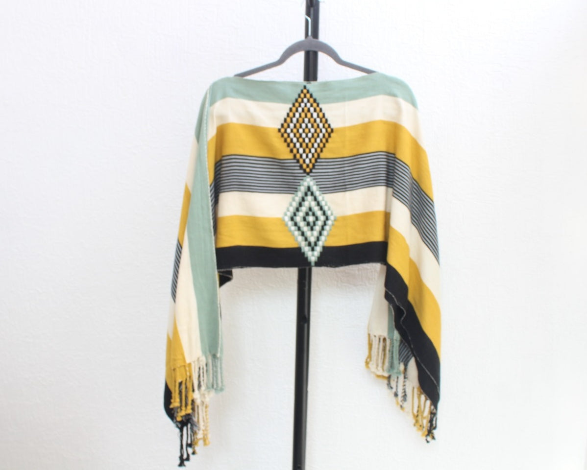Jorongo Rombos Menta Blanco Amarillo