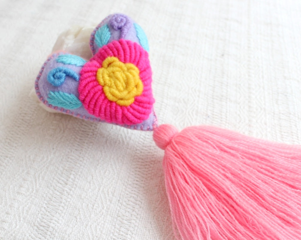 Corazón Flor Rococo Azul Rosa Amarillo