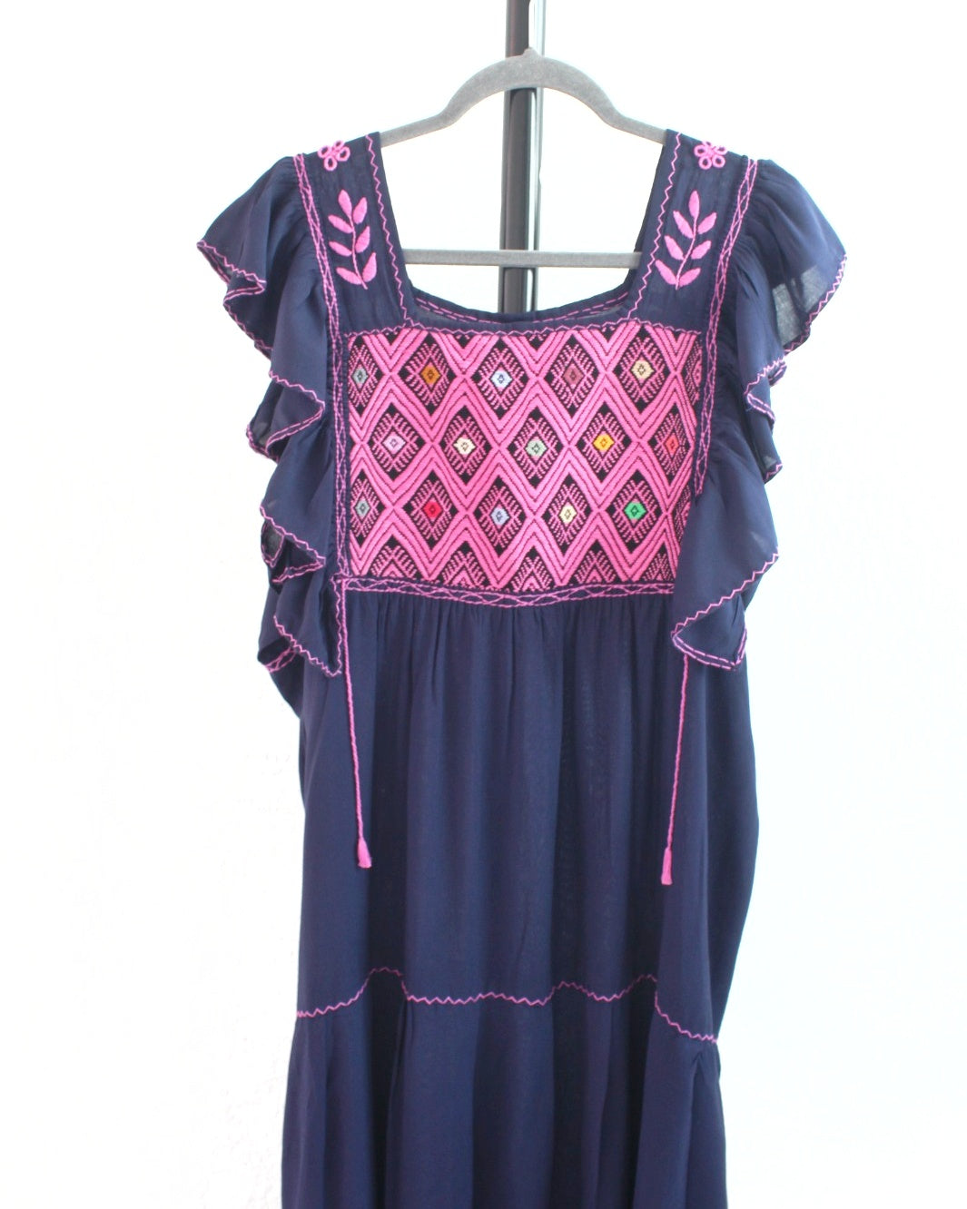 Vestido Josefina Azul Marino Rosa Unitalla