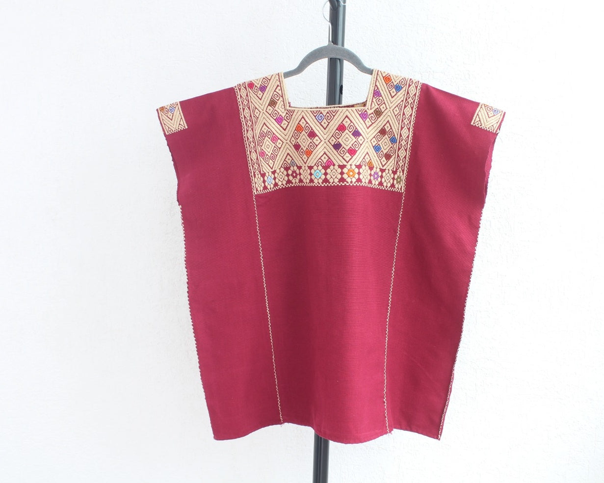 Blusa Huipil Pejel Vino Crema XL XXL