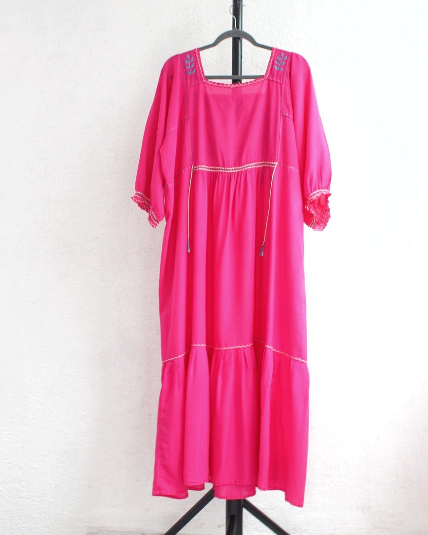 Vestido Julia Flores Manga XL /XXL Rosa Mx 2