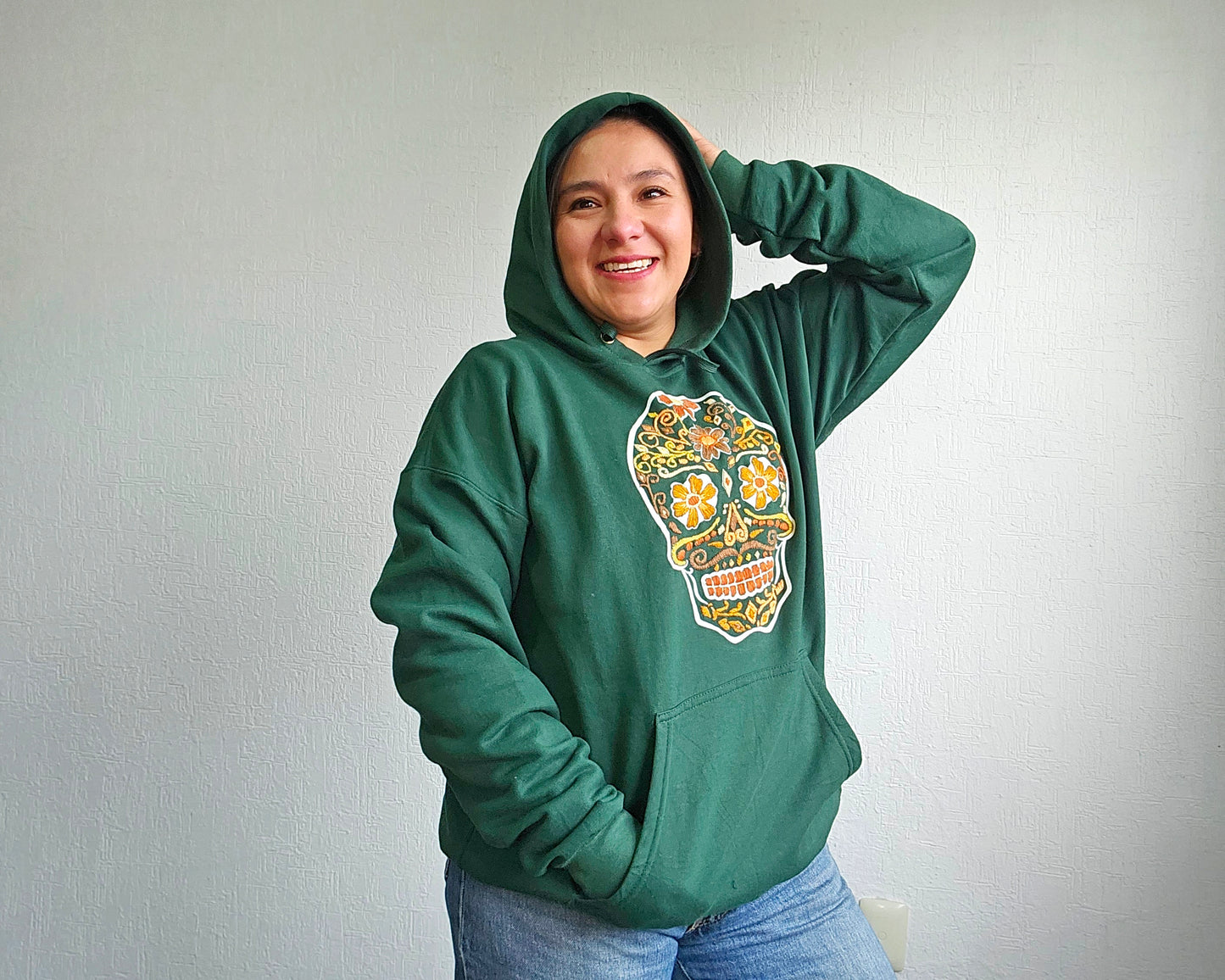 Sudadera 2XL Calavera Verde