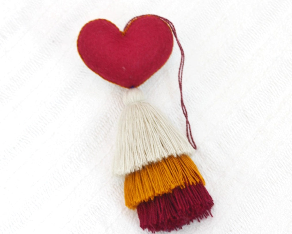 Corazón Flor Rococo Beige Mostaza Rojo